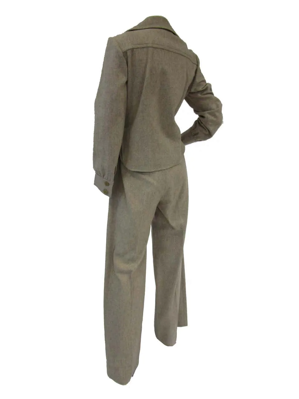 1970s Beige Wool Tailored Jumpsuit