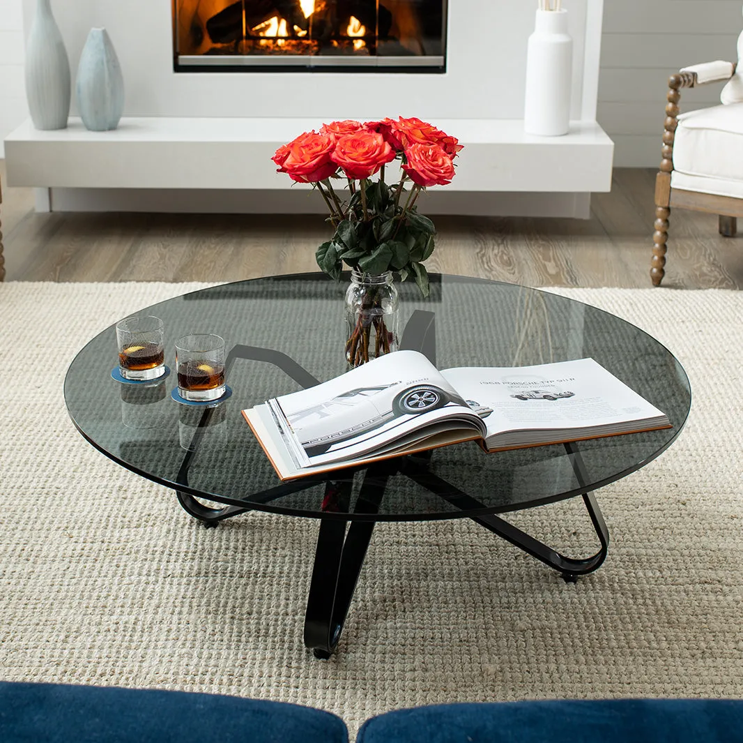 30" Round Grey Glass Table Tops