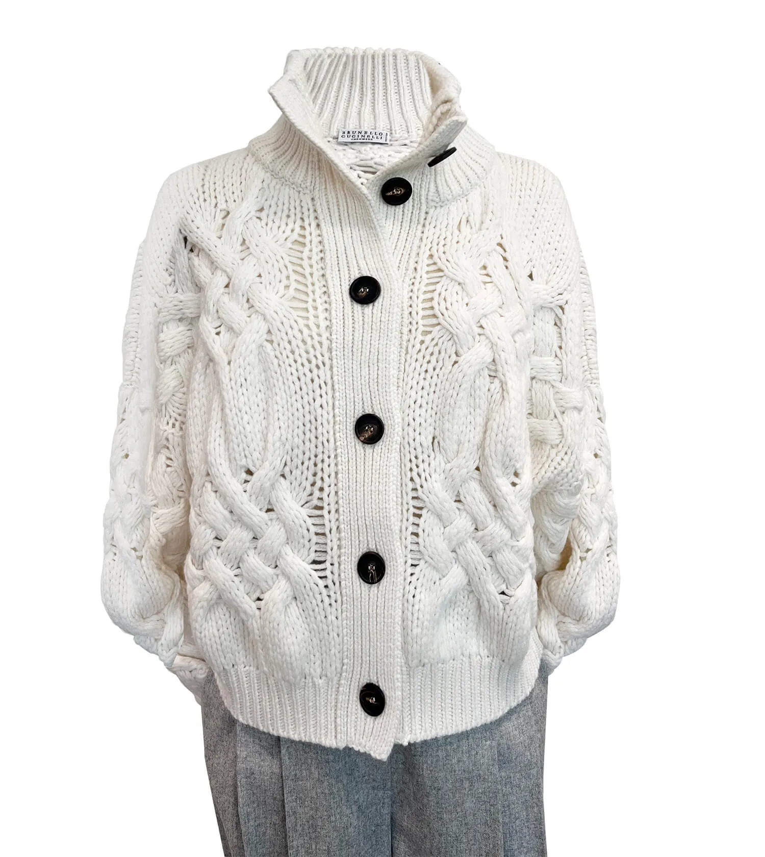 BRUNELLO CUCINELLI Cashmere Cable Twist Cardigan