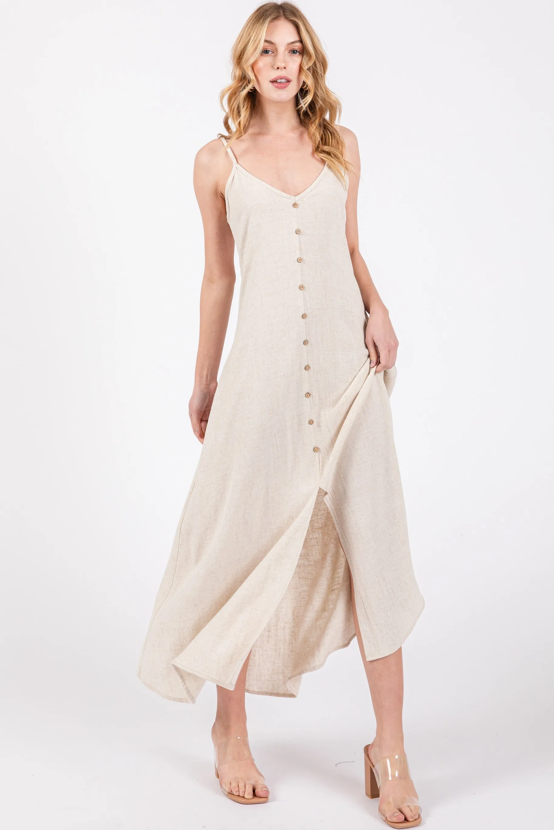 BUTTON FRONT MAXI SUNDRESS