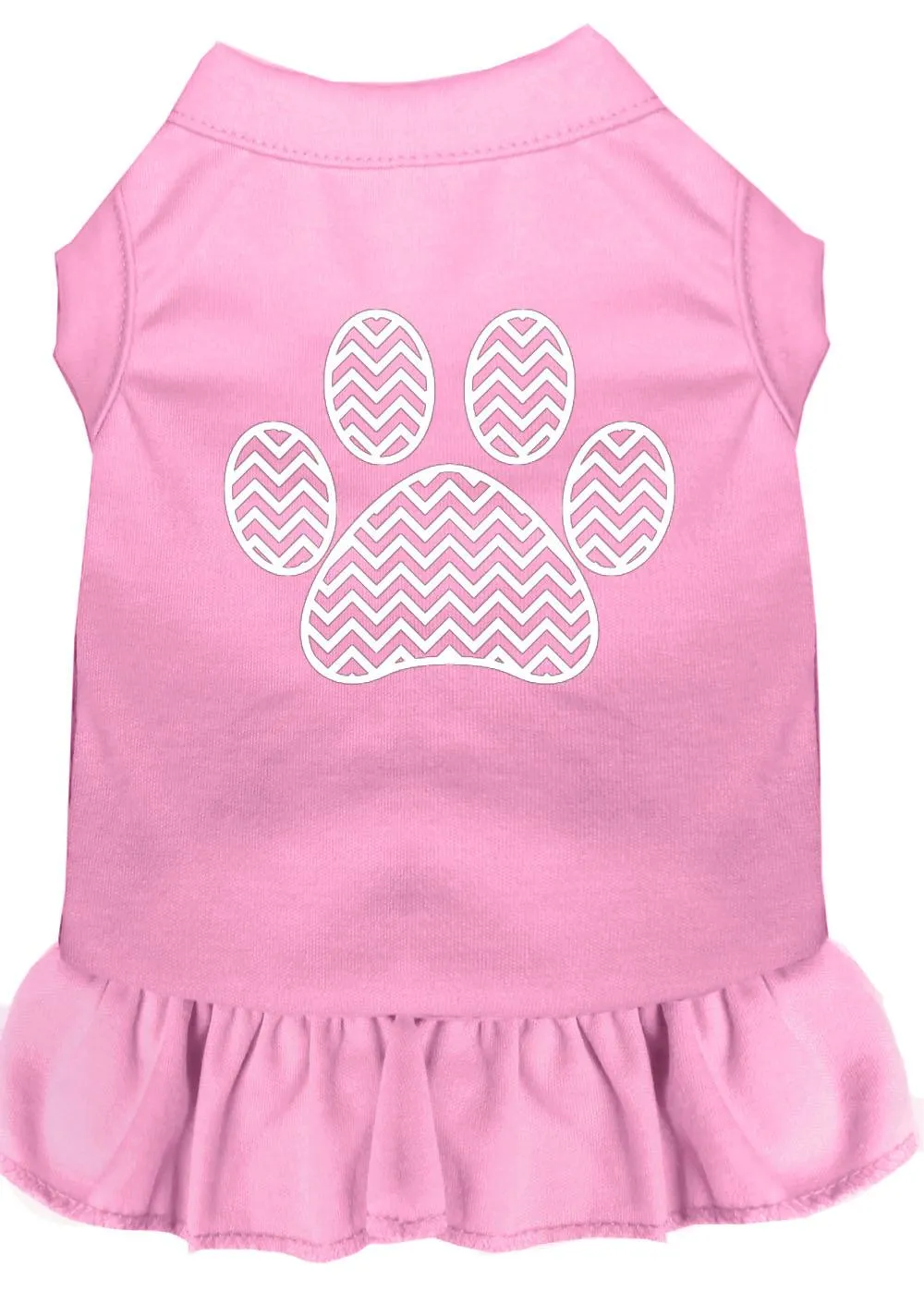 Chevron Paw Screen Print Dress Light Pink Med (12)