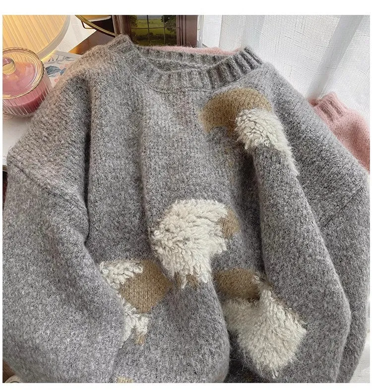 chic round neck sweater women's oversize knitted top     S4800