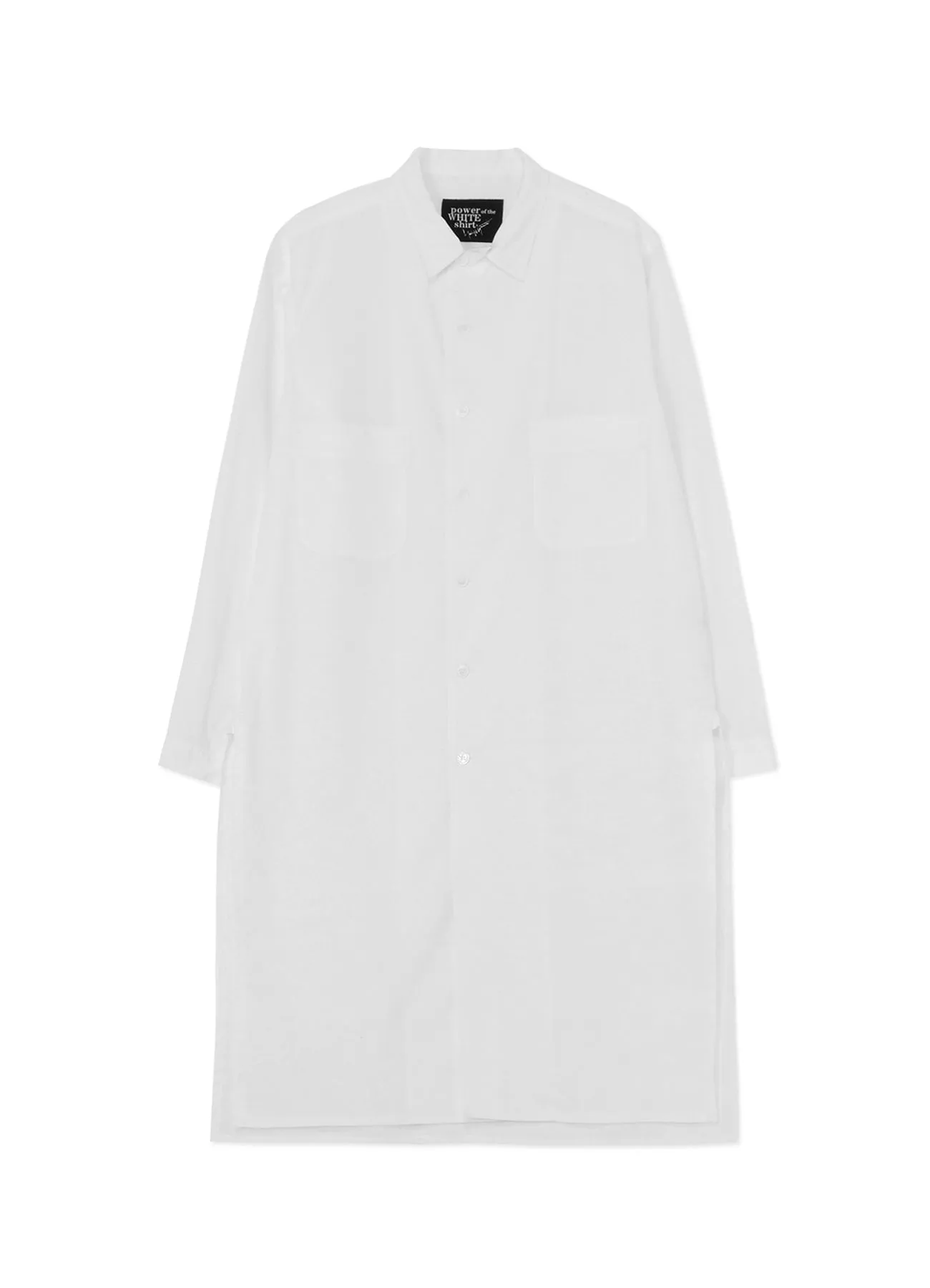 COTTON BROADCLOTH OPEN COLLAR LONG SHIRT