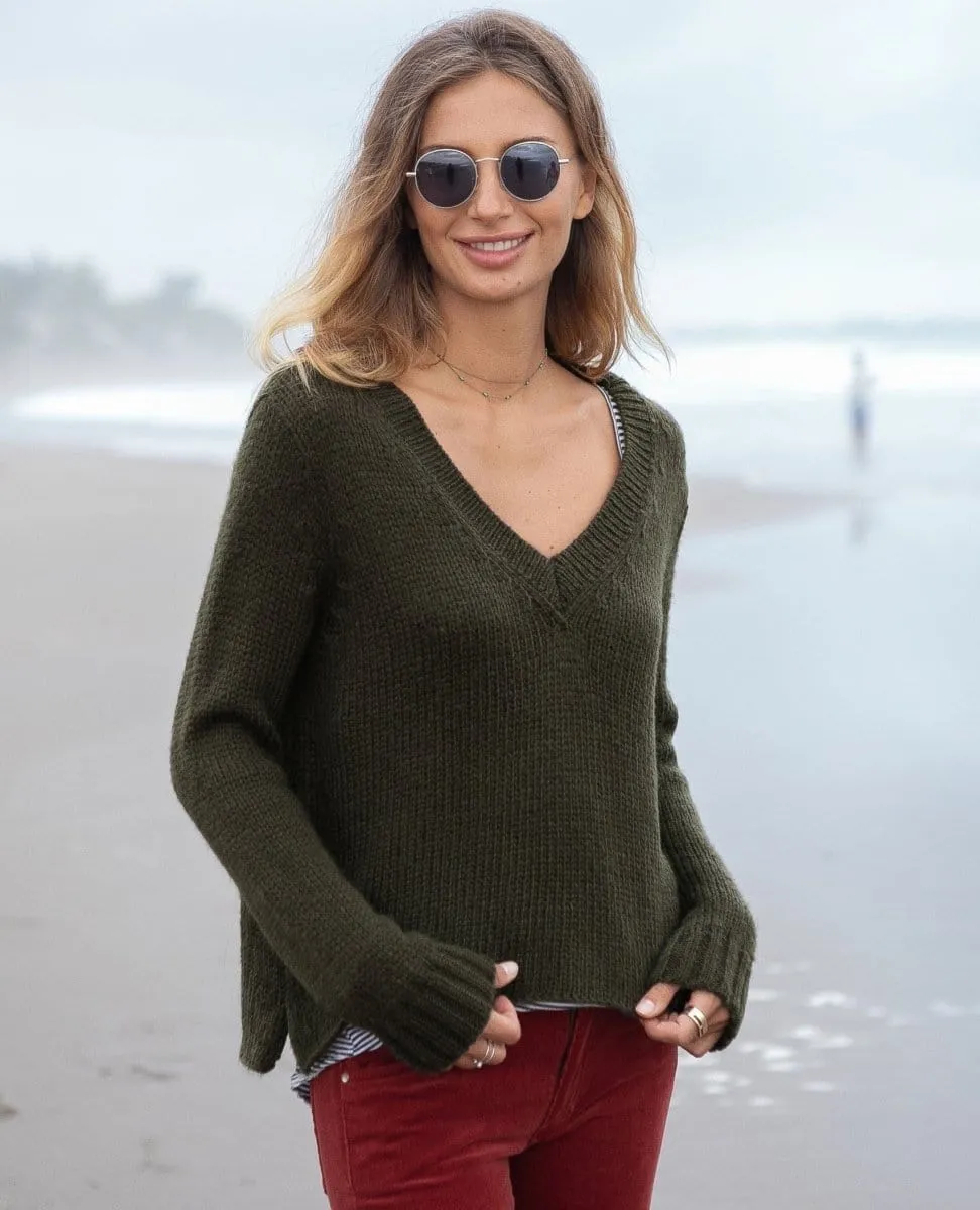 Cozy V Neck Olive