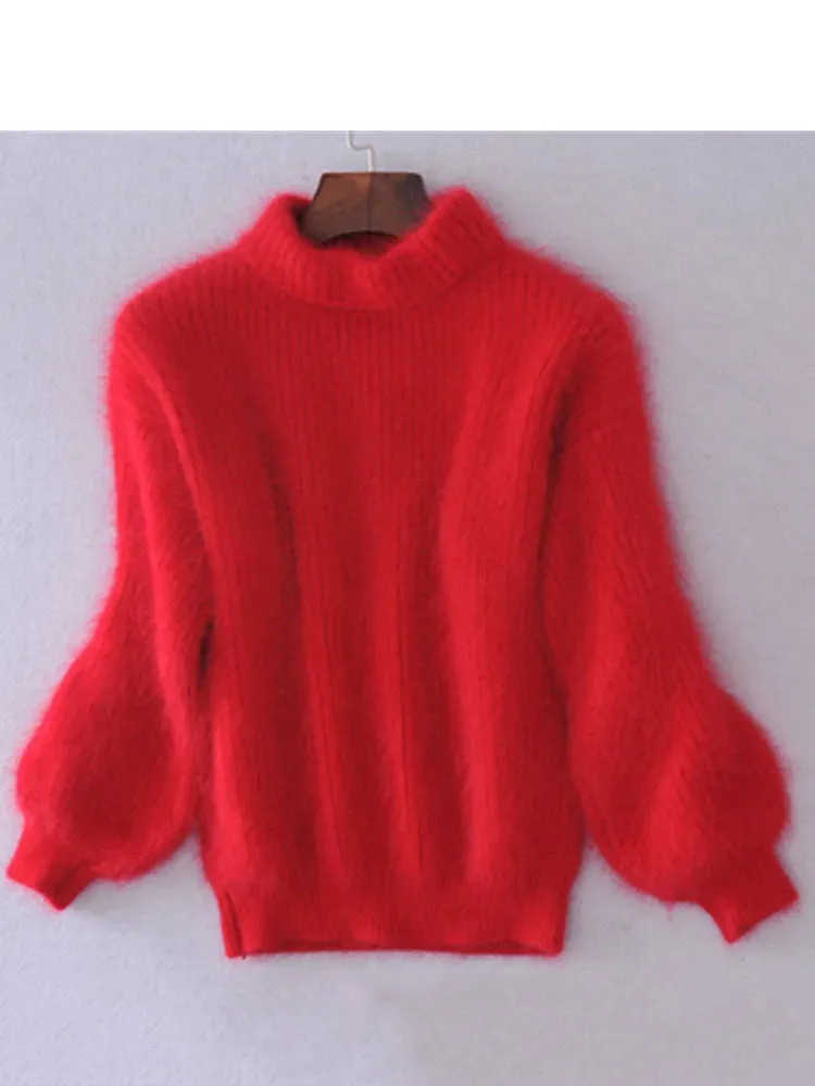 Cozy Winter Turtleneck Sweater with Lantern Sleeves