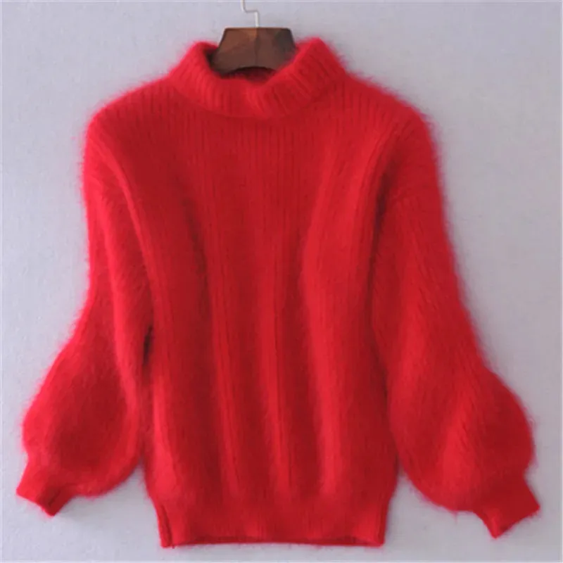 Cozy Winter Turtleneck Sweater with Lantern Sleeves