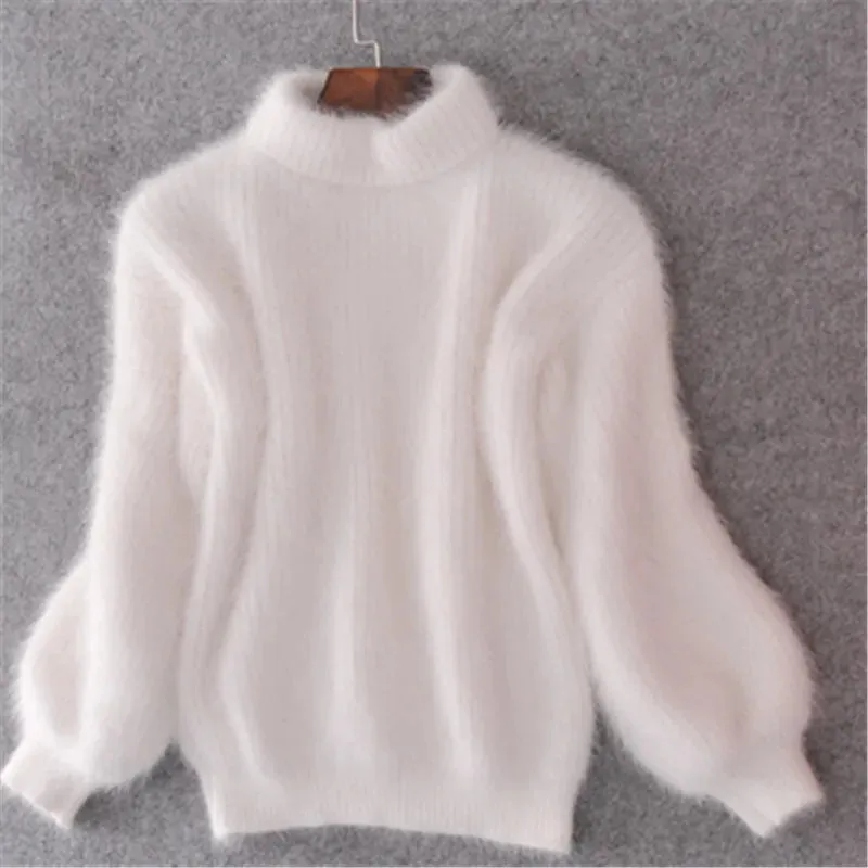 Cozy Winter Turtleneck Sweater with Lantern Sleeves