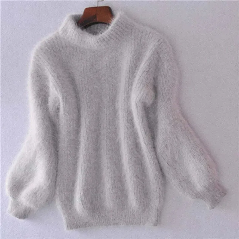 Cozy Winter Turtleneck Sweater with Lantern Sleeves