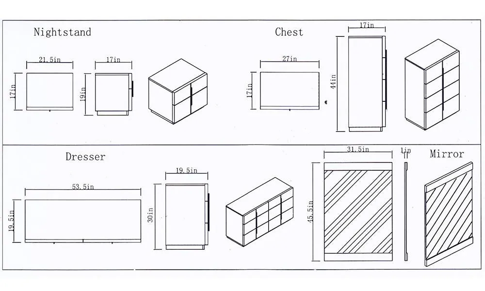 Denver White Modern Bedroom Set