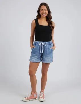 Emma Relaxed Denim Short Mid Blue Wash