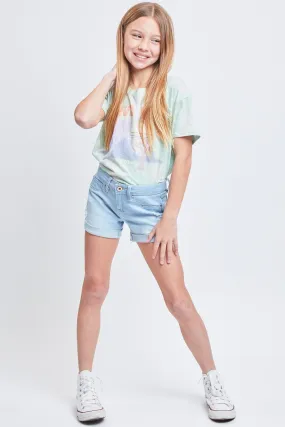 Girls Essential Cuffed Shorts Distressed