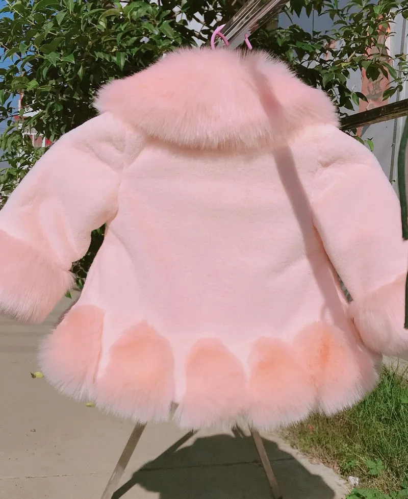 Girls Long Sleeve Winter Faux Fur Brand Fur Formal Soft Party Coat