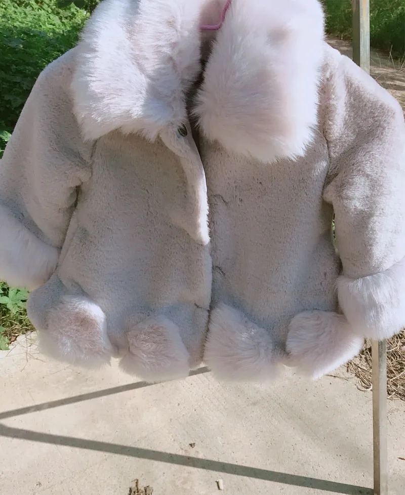 Girls Long Sleeve Winter Faux Fur Brand Fur Formal Soft Party Coat