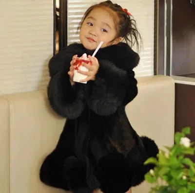 Girls Long Sleeve Winter Faux Fur Brand Fur Formal Soft Party Coat