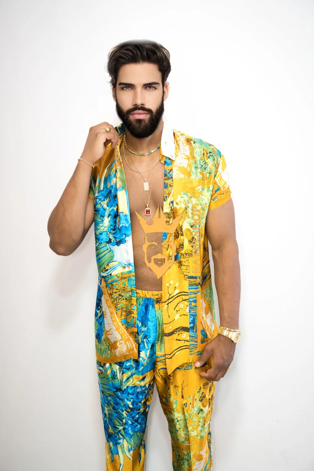 Handmade Outfits: Boho Men's Luxury Silk Set