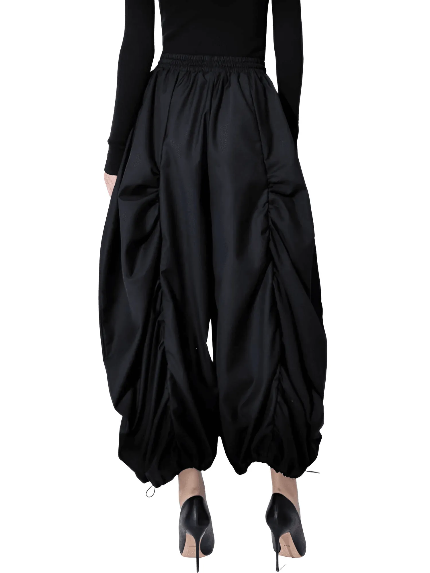 High Waist Black Wide Leg Arc Pants Ankle Length New Loose Trousers Women Fashion