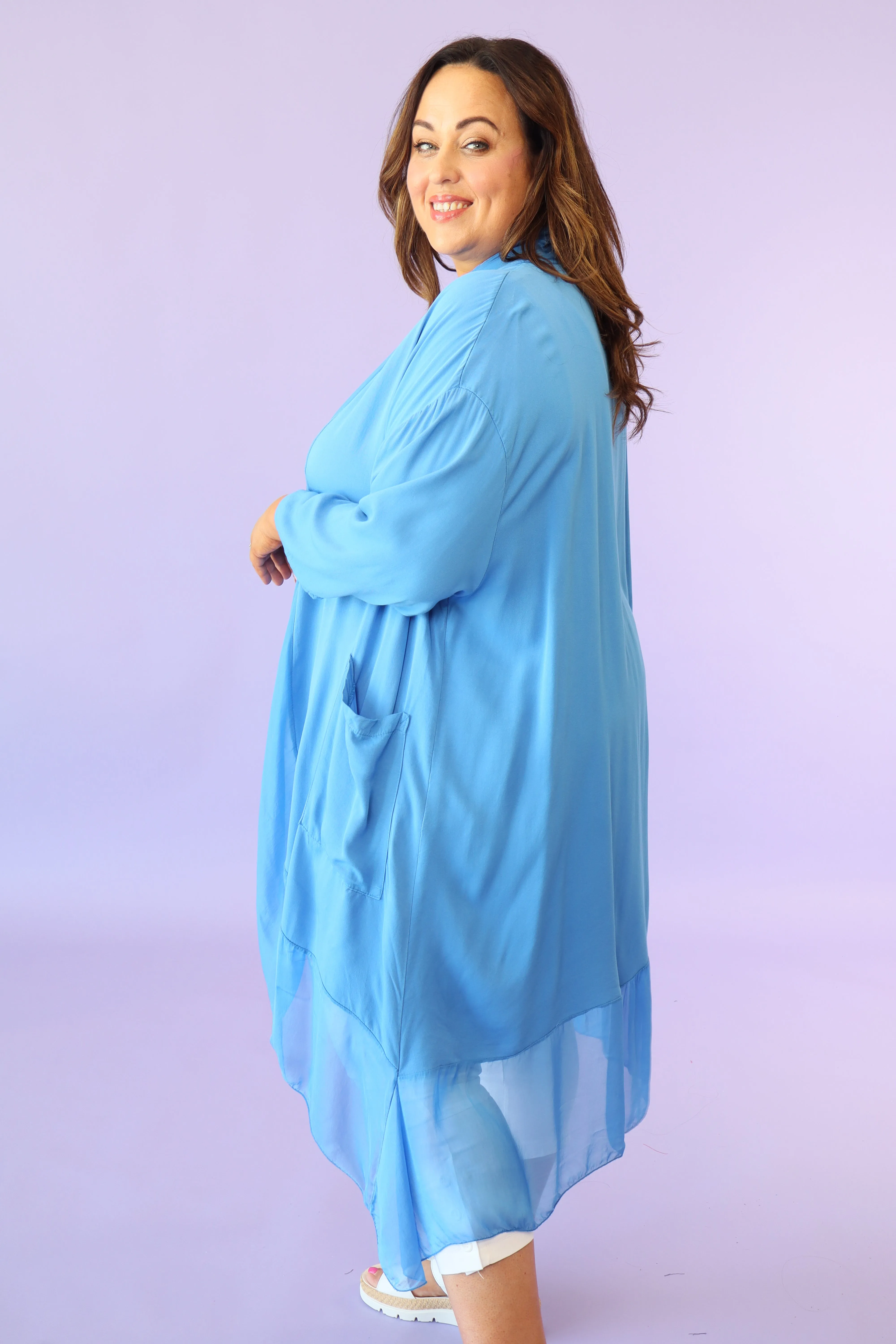 Jayla Draped Poncho in Blue