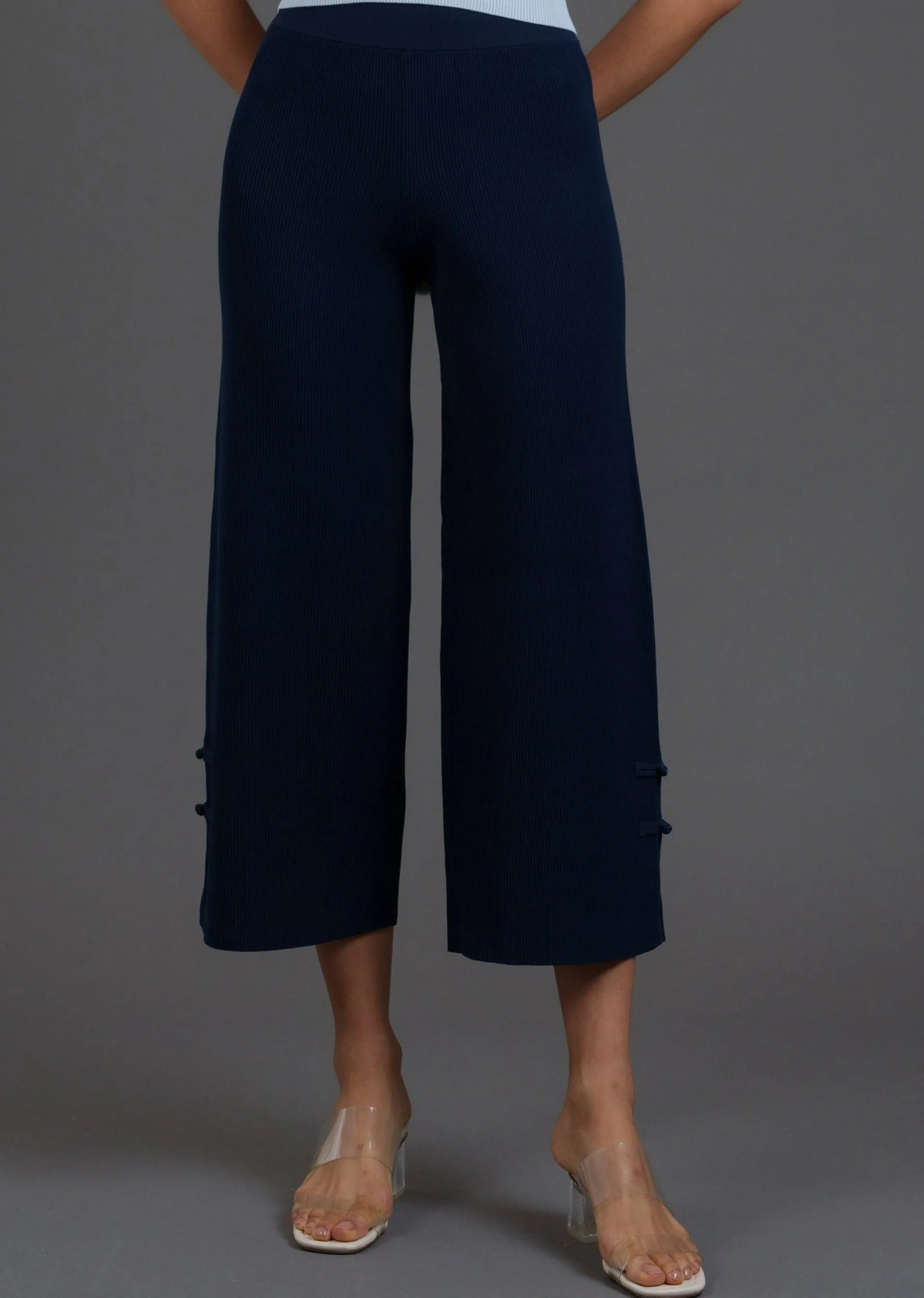 Knitted Pants w Slit (Deep Ocean)