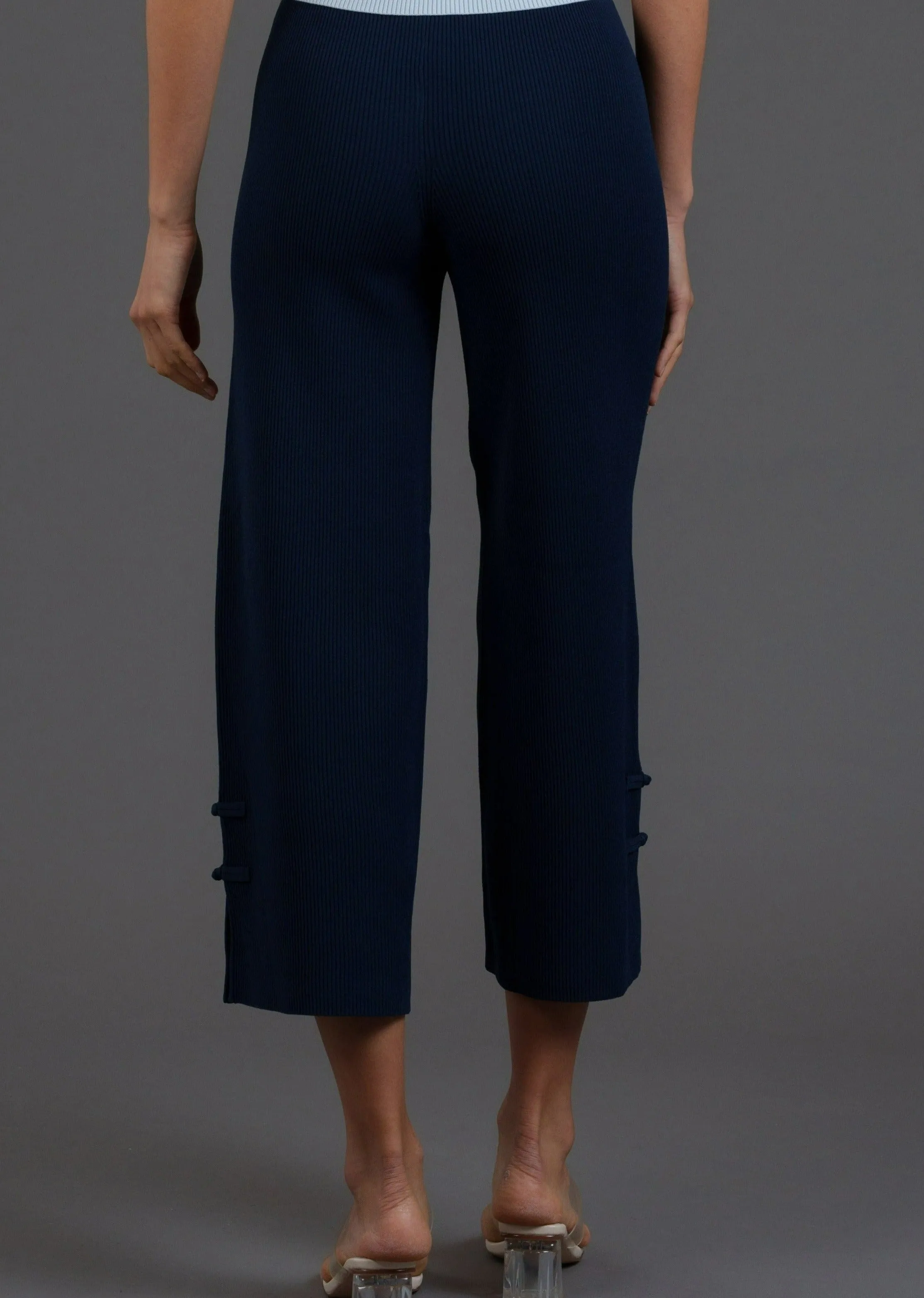 Knitted Pants w Slit (Deep Ocean)