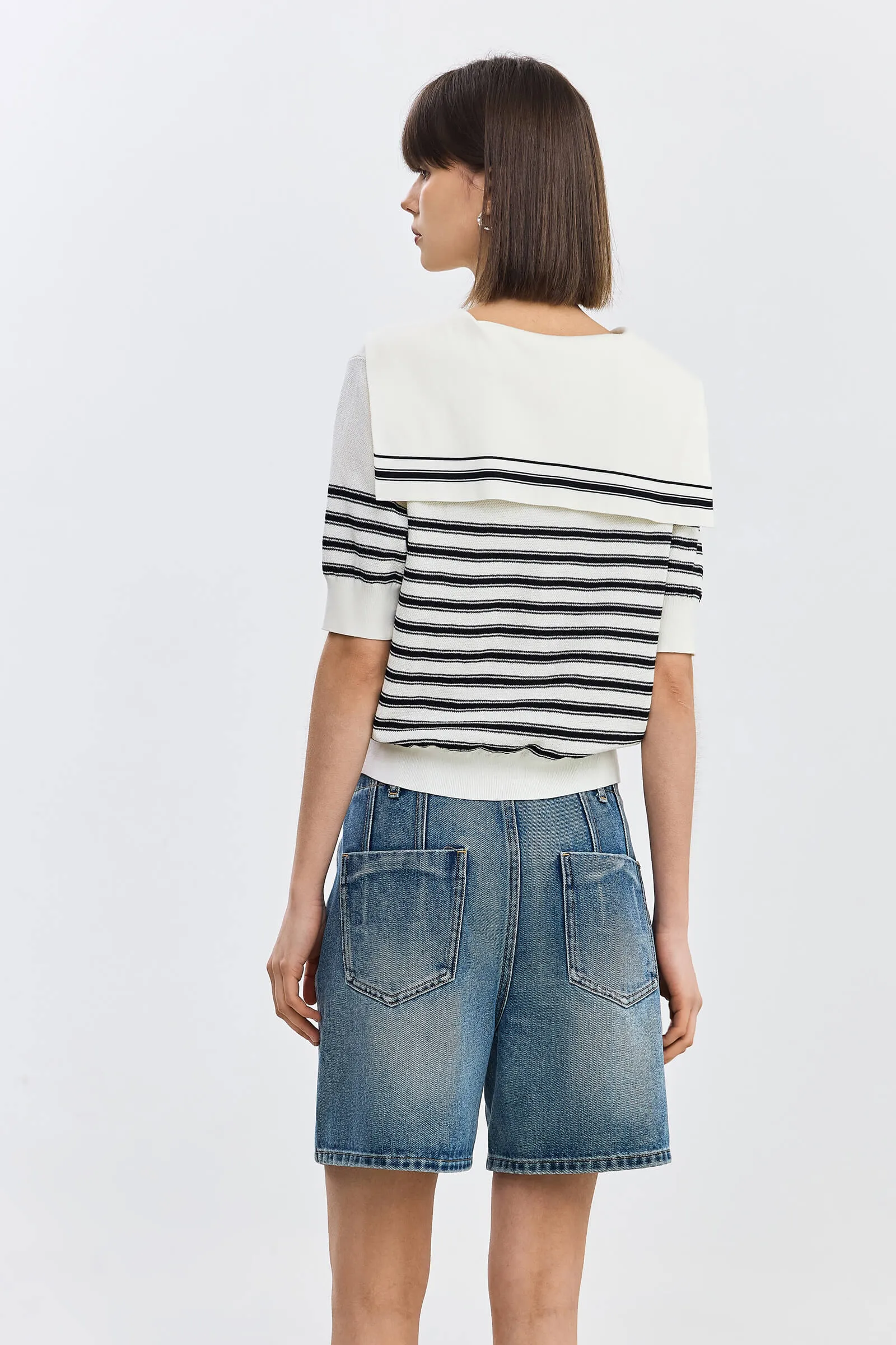 LILY Vintage Sailor Collar Knit Sweater