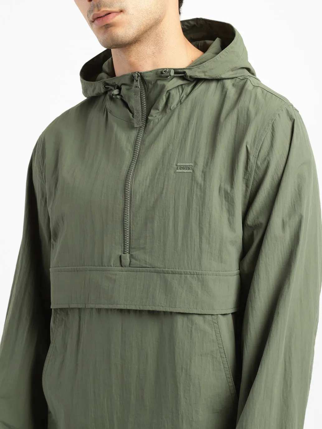 Men's Solid Green Hooded Tailored Jacket