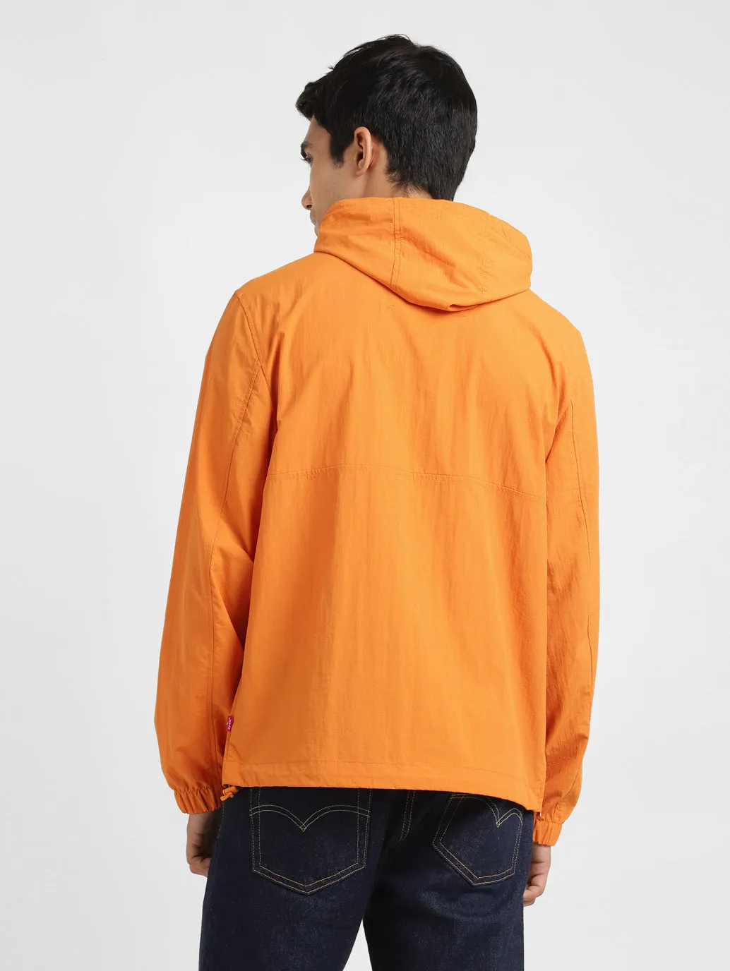 Men's Solid Orange Hooded Tailored Jacket