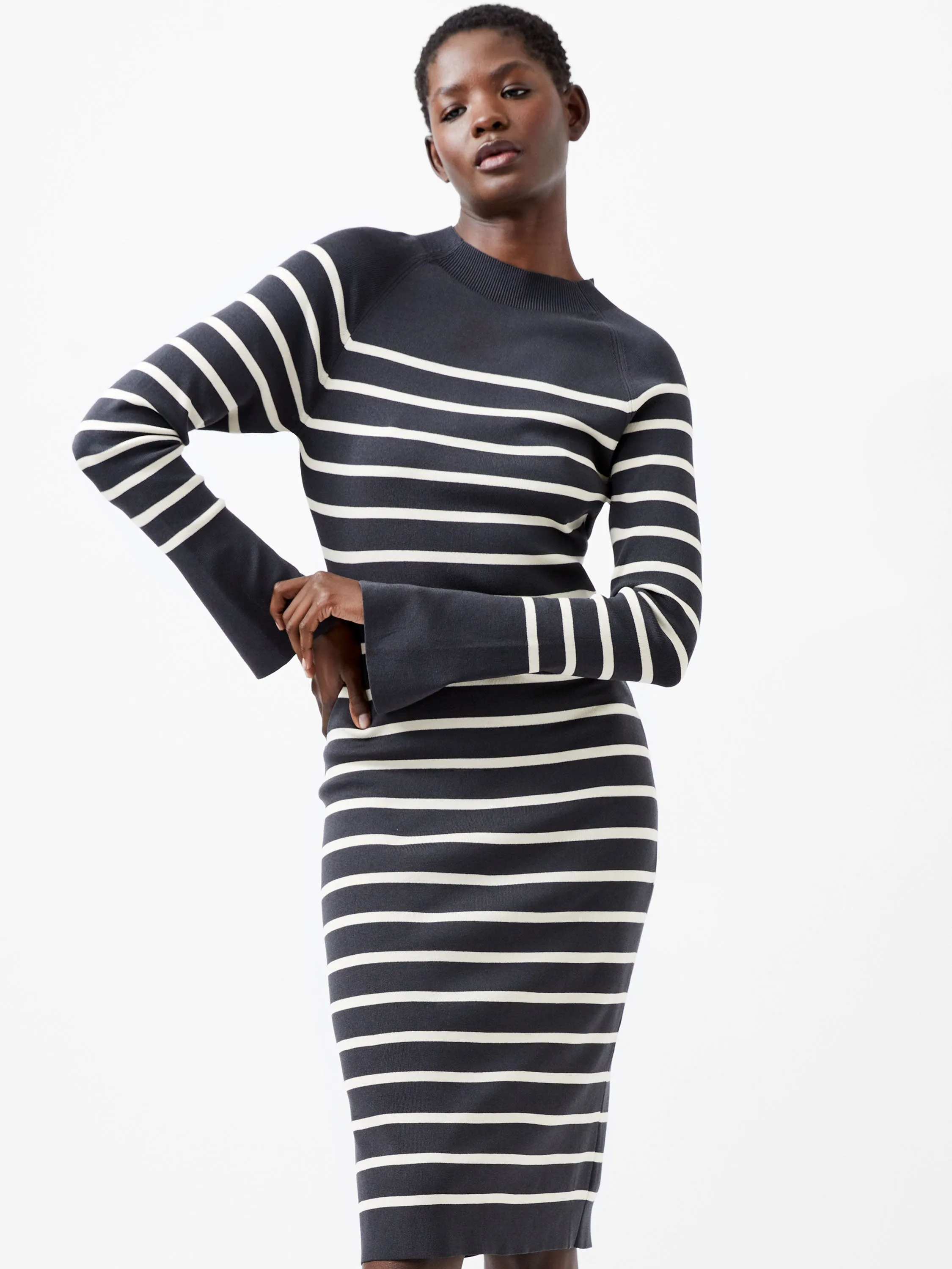 Milena Striped Knit Midi Dress