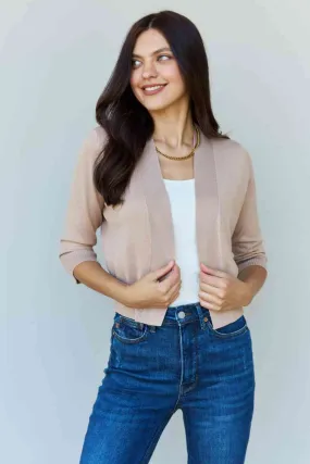 My Favorite  3/4 Sleeve Cropped Cardigan in Khaki