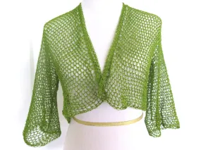 Olive Green Cotton Crochet Summer Shrug