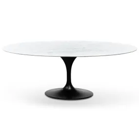 Oval 2m Marble Dining Table - Black Base