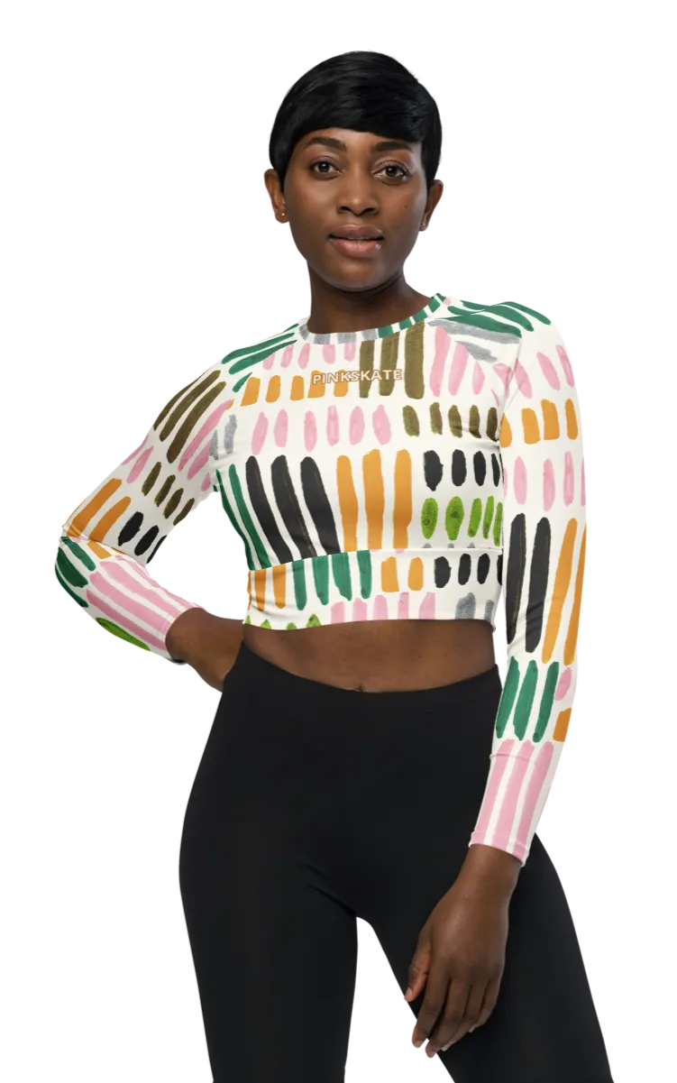 Paint Swatch Long-sleeve Crop Top