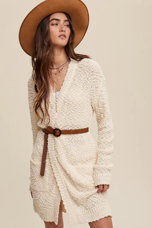 Petra Popcorn Open Knit Cardigan Sweater