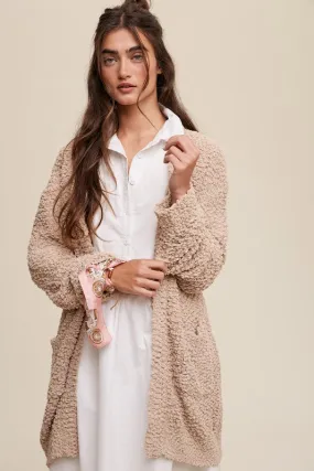 Petra Popcorn Open Knit Cardigan Sweater