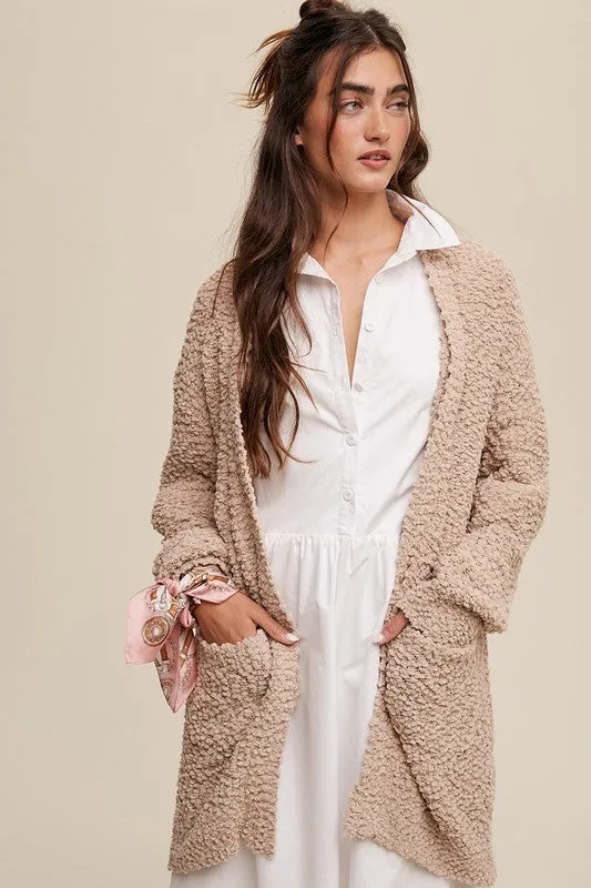 Petra Popcorn Open Knit Cardigan Sweater