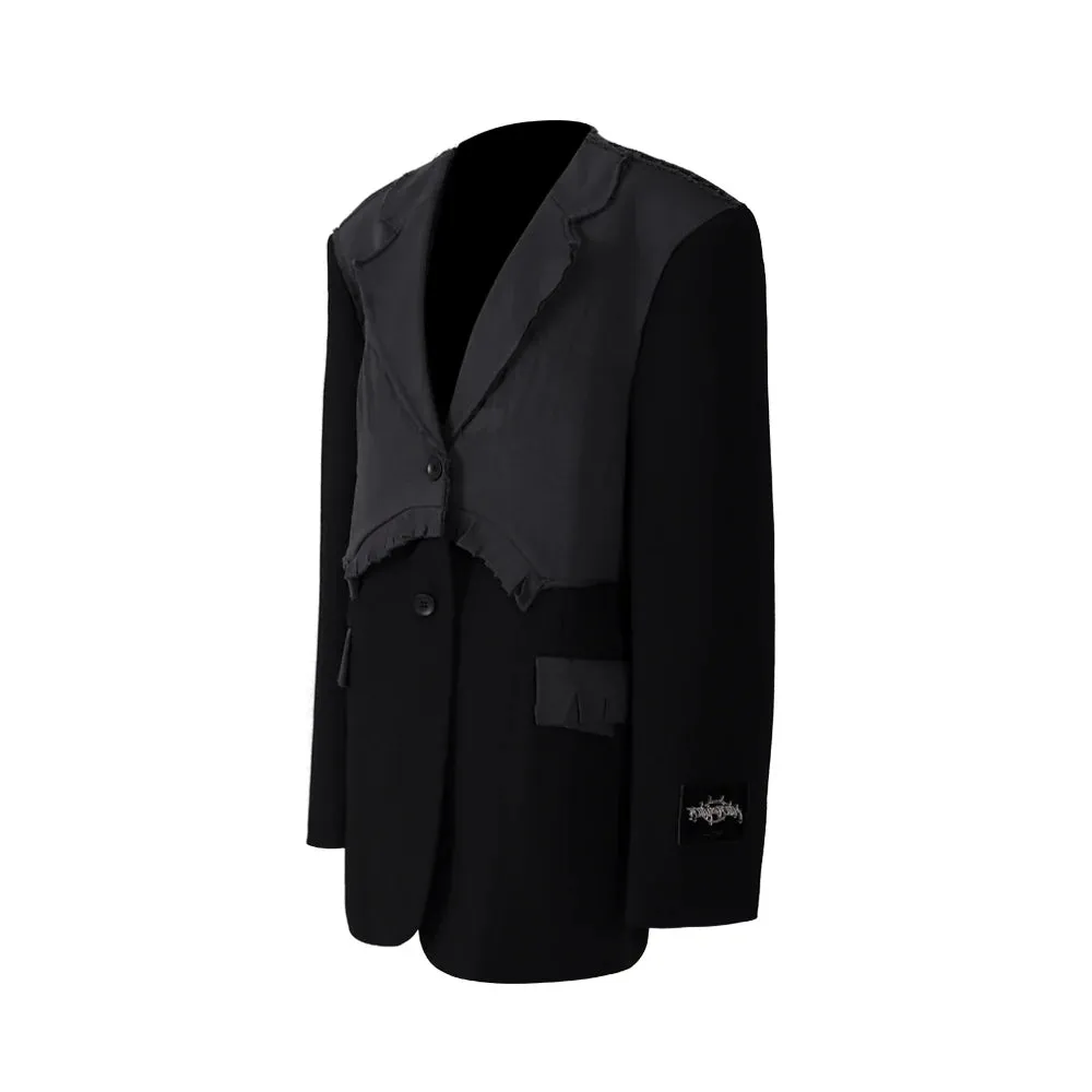 PINKSPINK Deconstructed Dual-Texture Blazer - Black