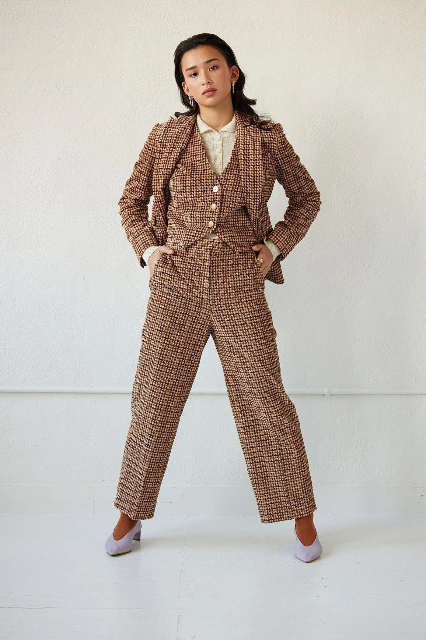 Piper Pant in in Italian Houndstooth Corduroy