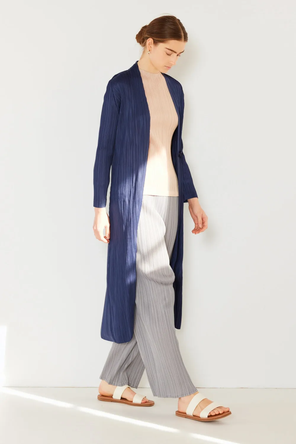 Pleated Long Sleeve Cardigan