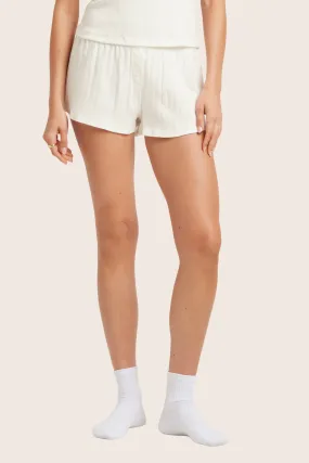 POINTELLE BUTTON SHORTS - VANILLA