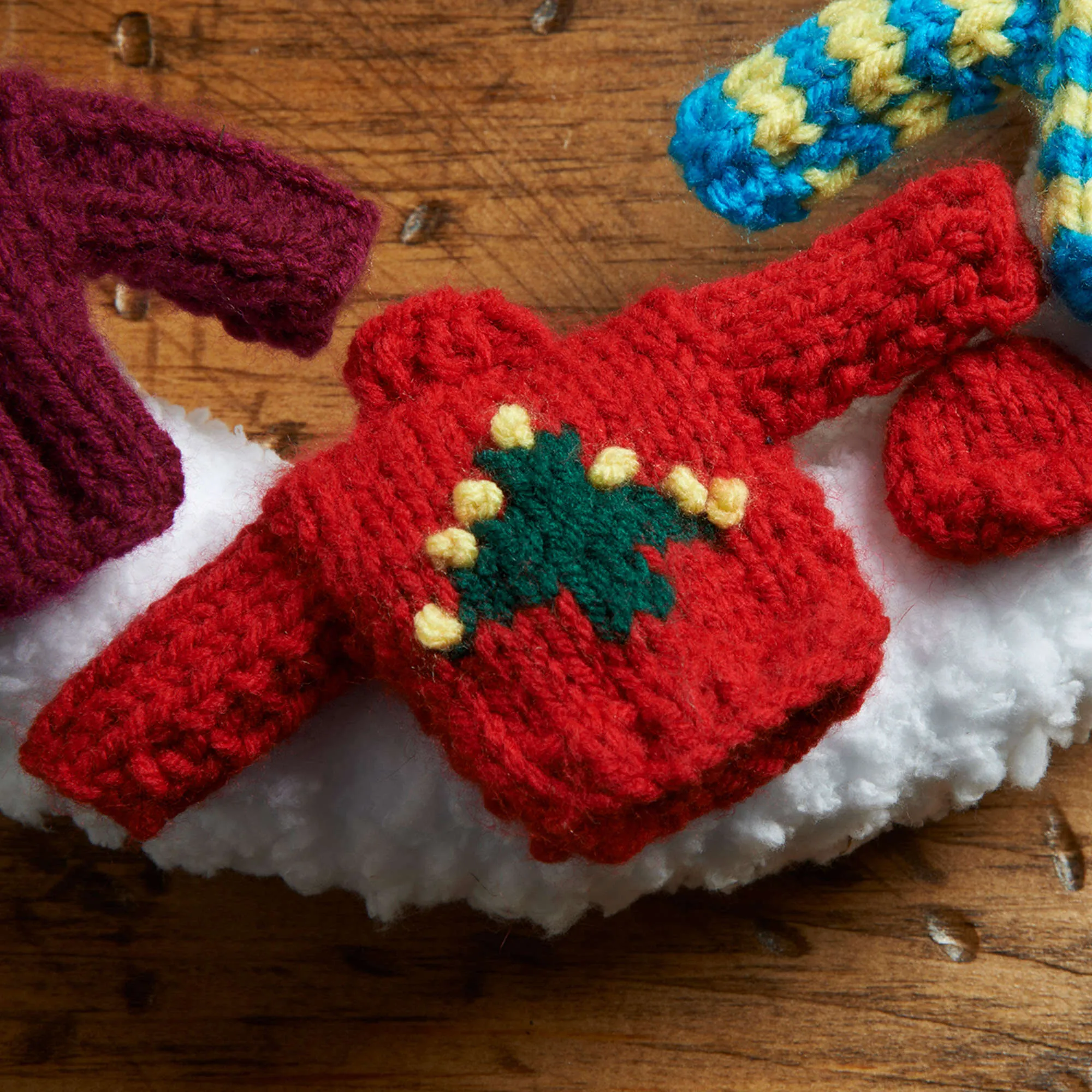 Red Heart Knit Holiday Sweater Wreath