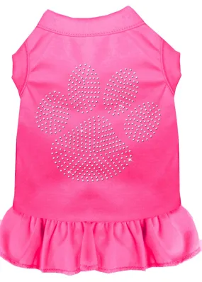 Rhinestone Clear Paw Dress Bright Pink Lg (14)