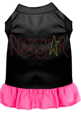 Rhinestone Rockstar Dress Black With Bright Pink Xl (16)