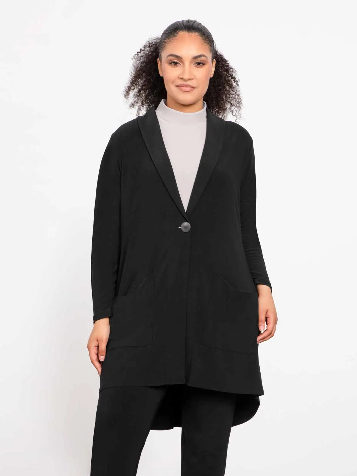 Shawl Collar Pocket Cardigan, Black