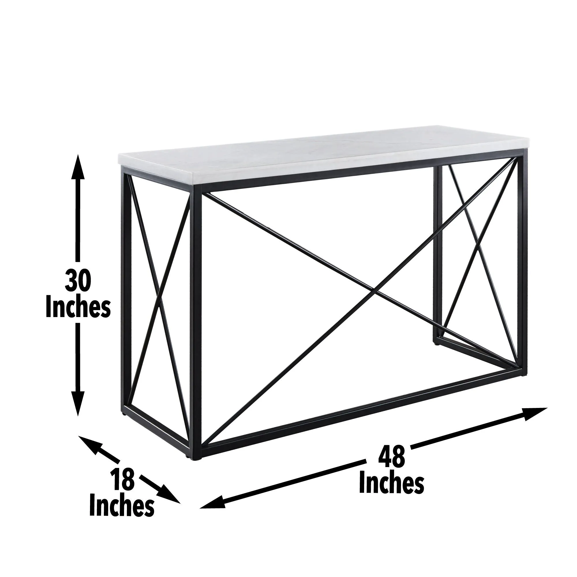 Skyler - White Marble Top Rectangular Sofa Table - White