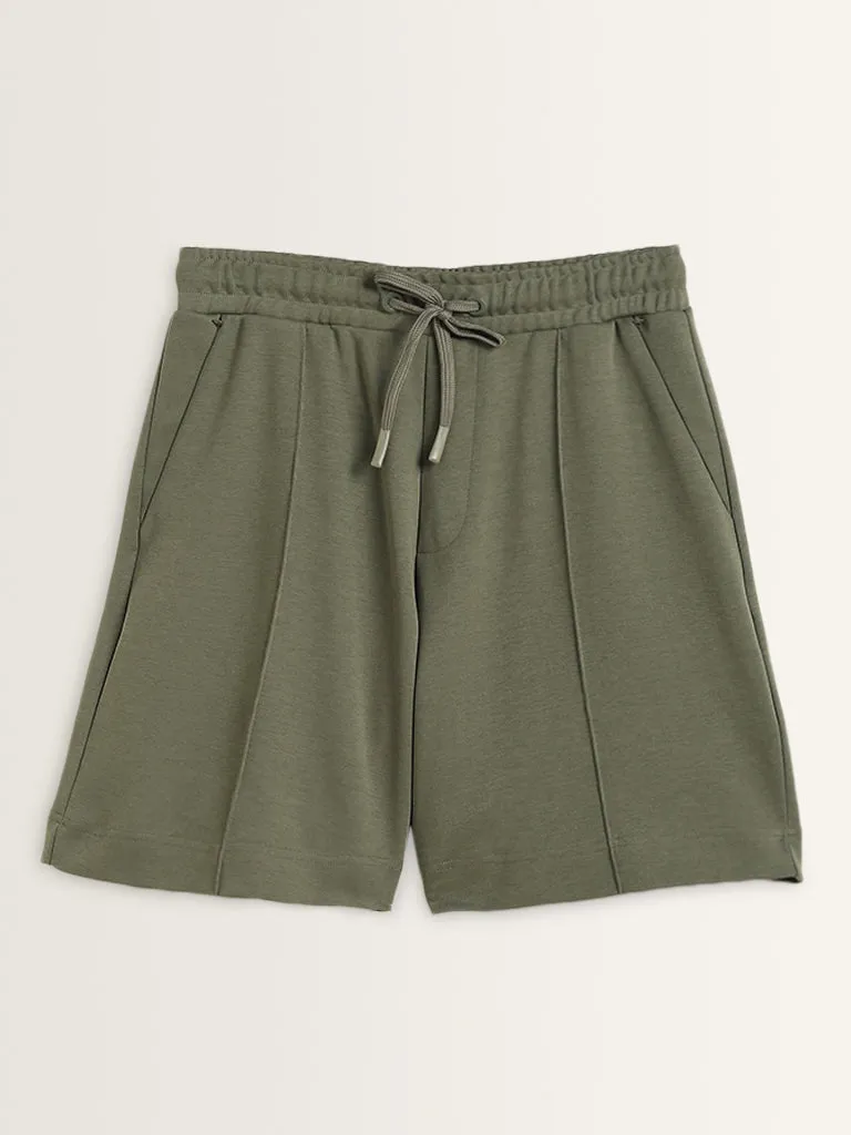 Studiofit Olive Relaxed Fit Mid Rise Shorts