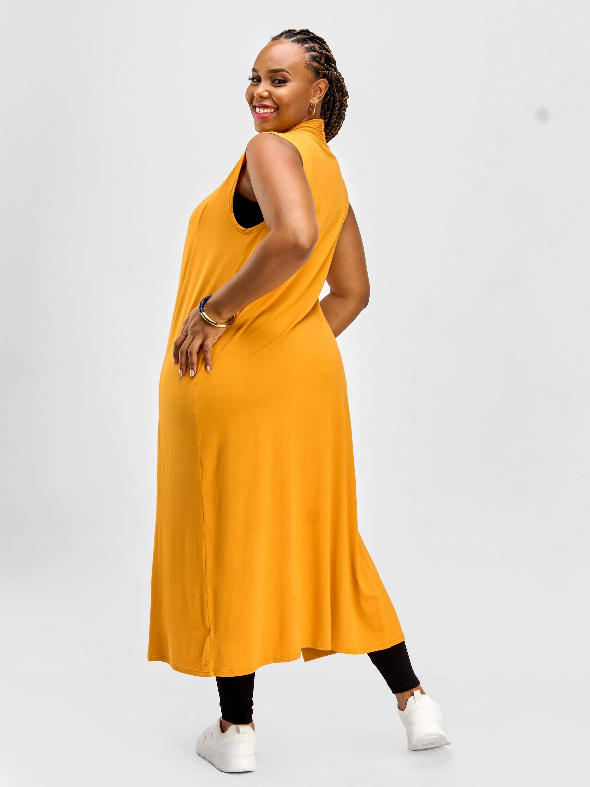 Vivo Essentials Sleeveless Maxi Waterfall - Mustard