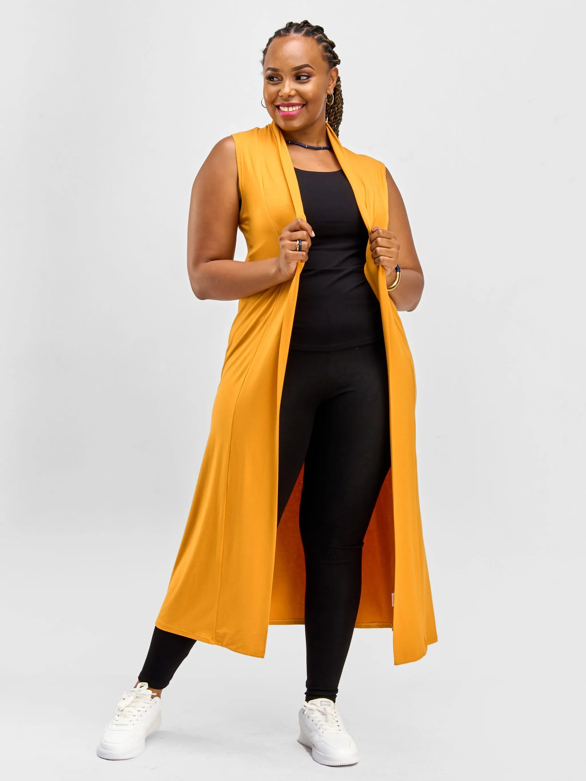 Vivo Essentials Sleeveless Maxi Waterfall - Mustard