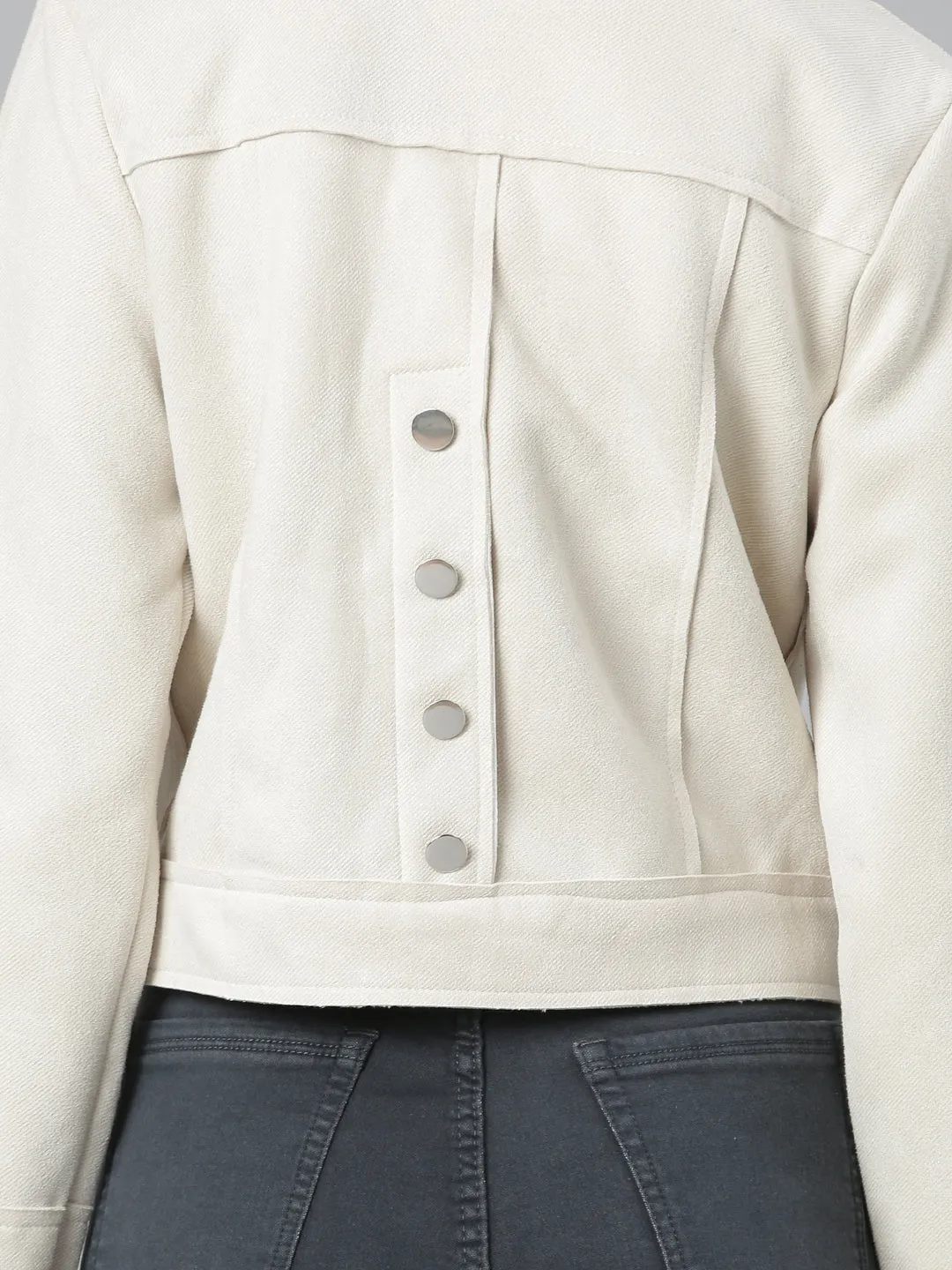 Women Cream Solid Tailored Jacket