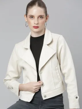 Women Cream Solid Tailored Jacket