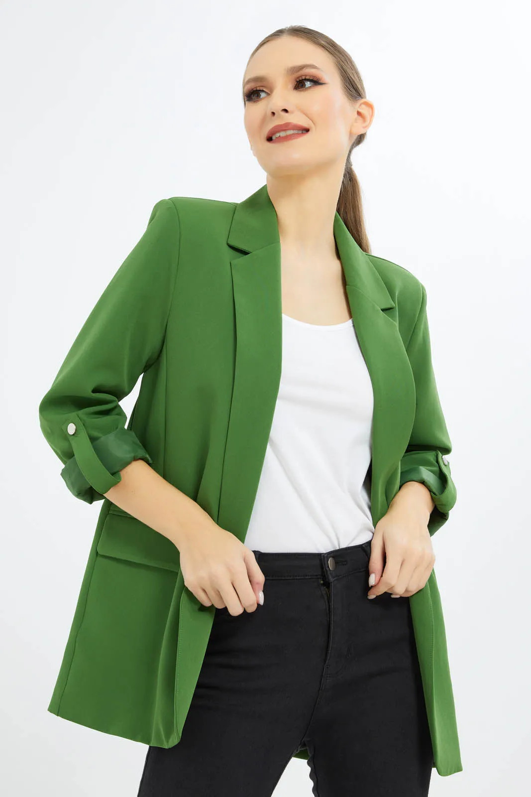 Women Green Tailored Jacket