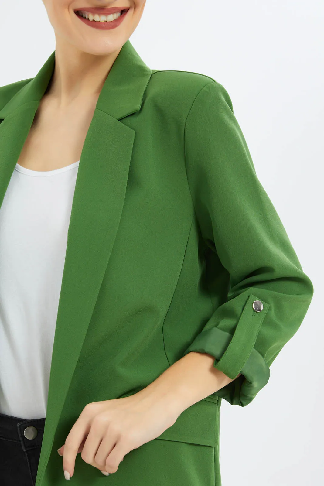 Women Green Tailored Jacket